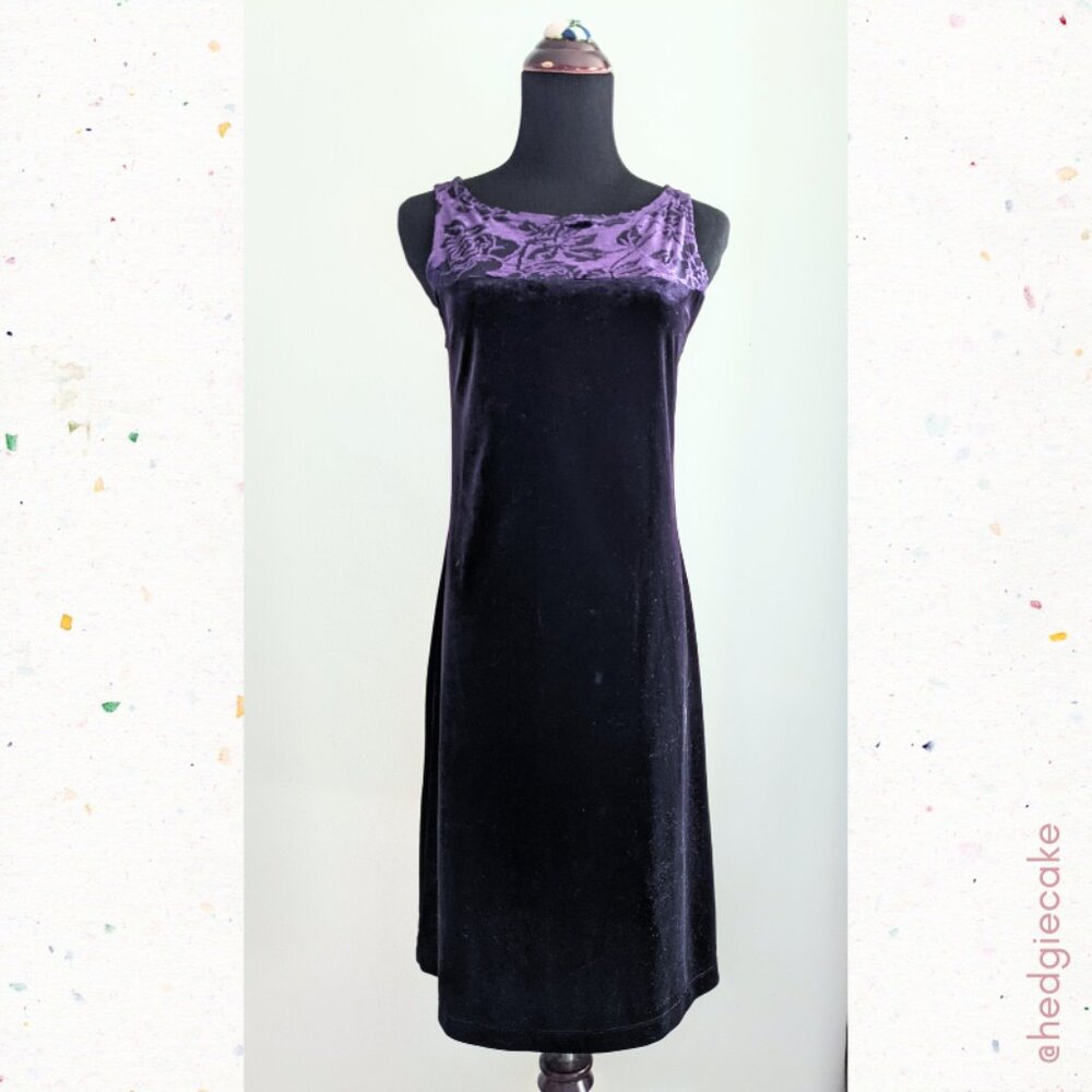 [Vintage] Carole Little Purple Burnout Velvet Dress